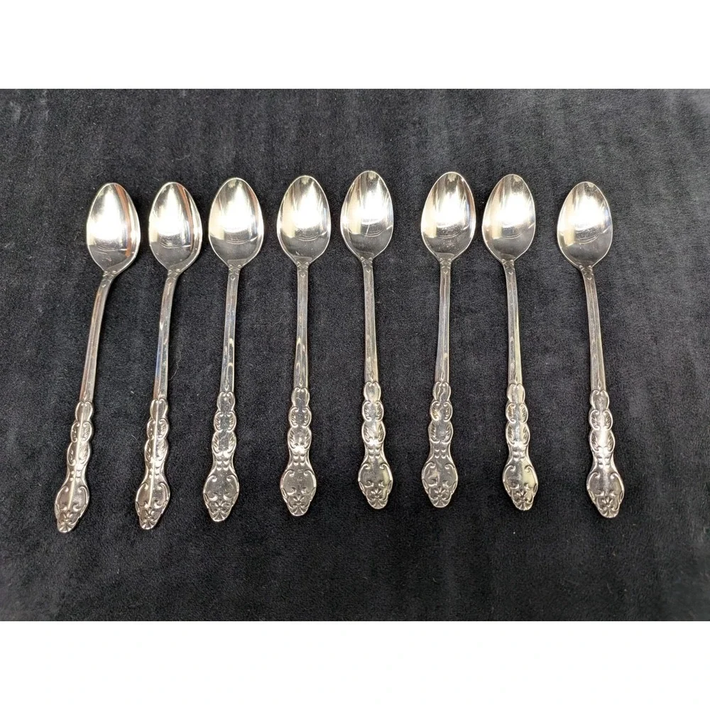 Vtg National Stainless Flatware Japan Nancy Iced Tea Spoons Lot of 8